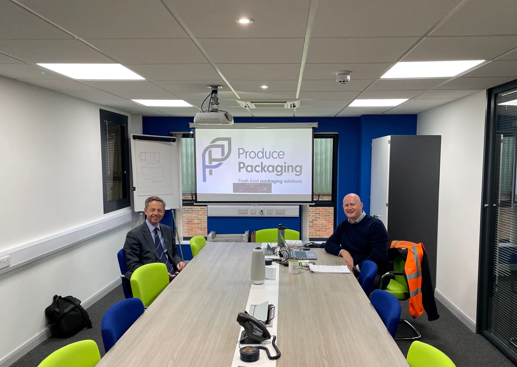 David Hutchinson and Mark Tierney enjoy the new conferencing facility v2 (1)