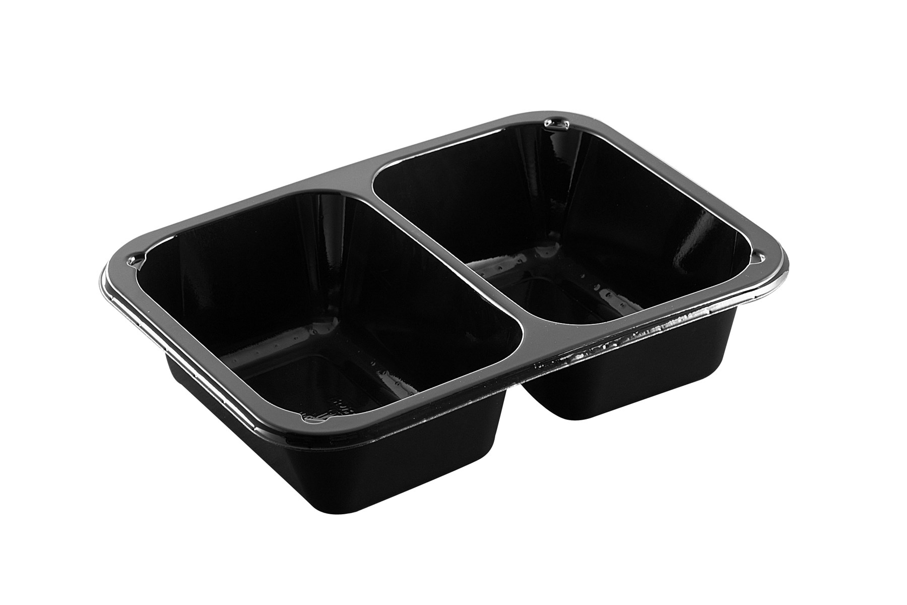 C2187-2B CPET Ready Meal Tray Black - Two Compartment - Ovenable and ...